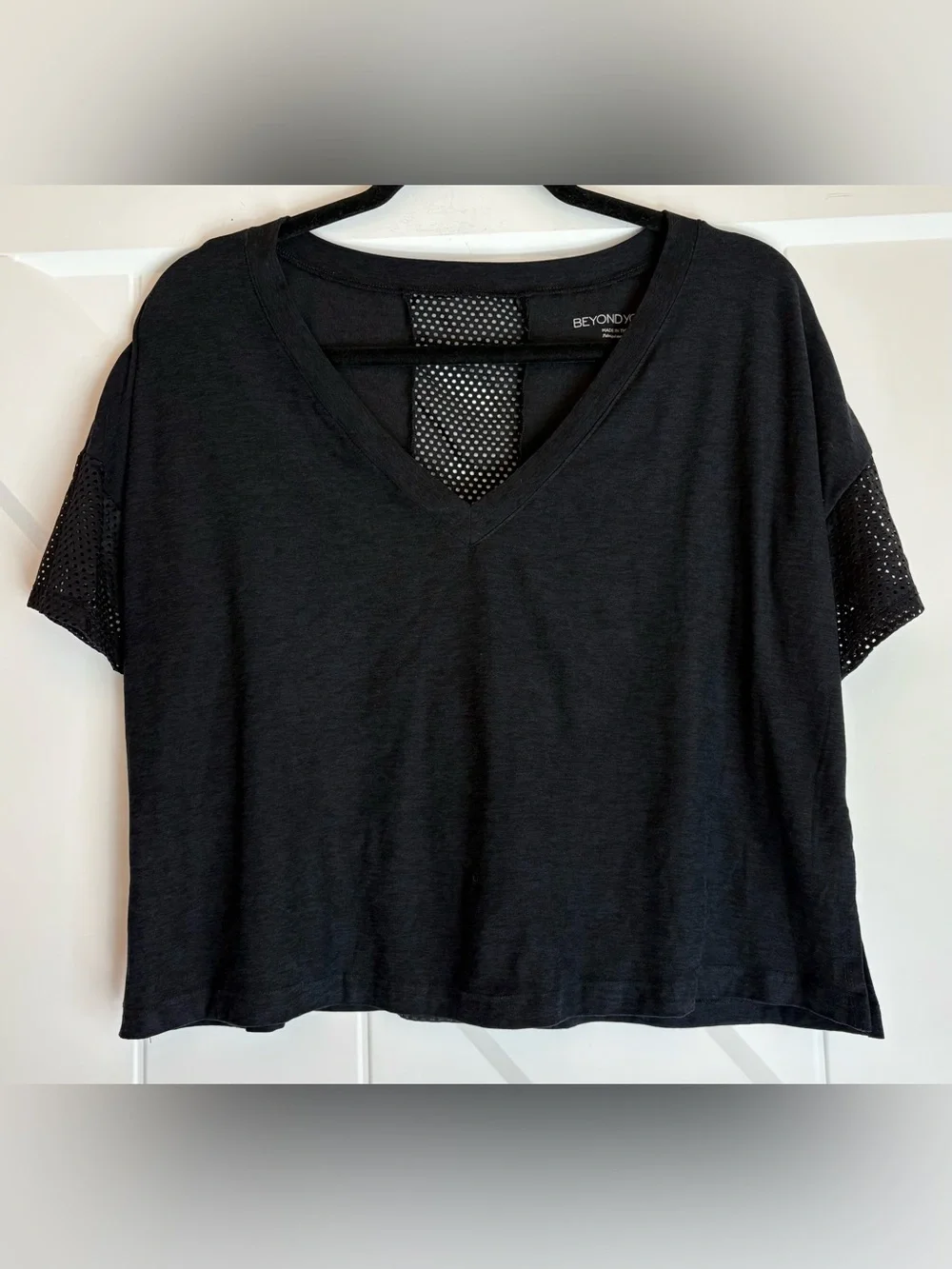Beyond Yoga Gray Mesh Panel Oversized Active Tee Small